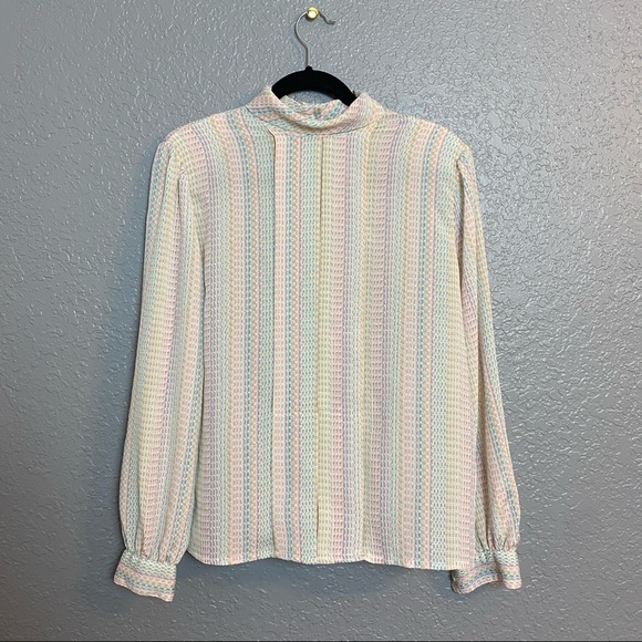 Vintage Tops - VINTAGE NICOLA PASTEL HIGH NECK TOP {10}